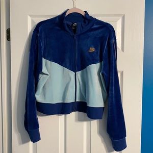 Nike velour crop sweater/jacket.